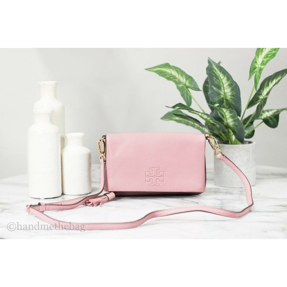Tory Burch Handbags - NEW Tory Burch Thea Pink Mini Leather Foldover Crossbody Bag Clutch Handbag NEW